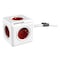 Allocacoc PowerCube Extended 5 Way Wall Socket Adapter 3m White/Red