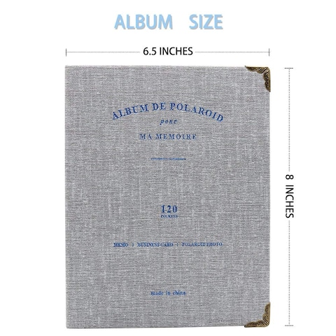 Ozone - 120 Pockets Mini Photo Album for Fujifilm Instax Mini 7s 8 8+ 9 25 26 50s 70 90 Instant Camera Film &amp; Name Card (GREY)
