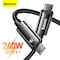Baseus 240W PD 3.1 5A QC 4.0 Fast Charging USB C to USB C Cable, Zinc Alloy Nylon Braided Type C to Type C Data Cable for iPhone 15 Series, Samsung S24/S23 Note 10 iPad Pro MacBook Pro Pixel 3M-Black