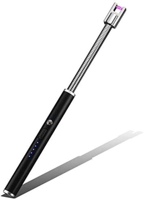 Electric Arc Lighter, Plasma Lighter Flameless Windproof USB Rechargeable for BBQ Gas Stove Candle Fireworks (Black-A)
