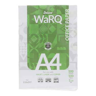 Deluxe Warq Office Paper A4 100 gsm 3.30 kg 210 x 297 500 Sheet