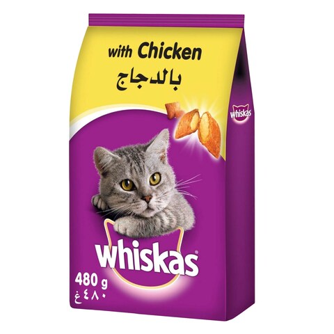 Buy Whiskas Chicken Dry Cat Food Adult 1+ Years 480g in Kuwait