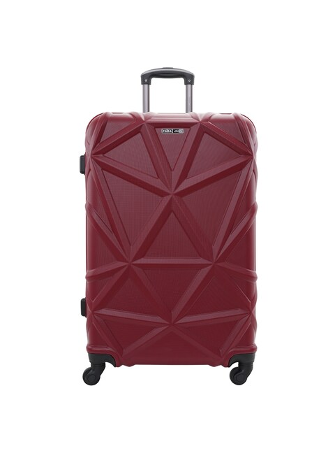 PARA JOHN 3-Piece Hard Side ABS Luggage Trolley Set 20/24/28 Inch Burgundy