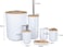 Bathroom Accessories Set, Bamboo, 6 pcs Gift Set Toilet Brush, Soap Dispenser, Waste Bin, Toothbrush Holder, Soap Dish Cup Set, Grey