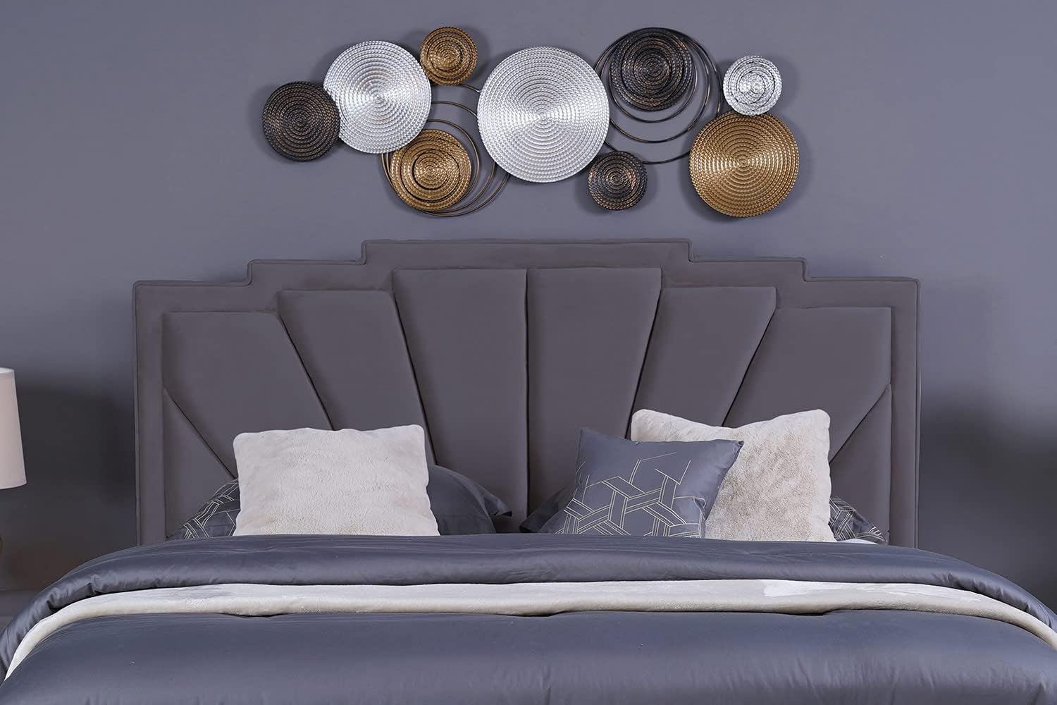 PAN Home Home Furnishings Uranus Headboard Velvetl-180: H-125cm Grey