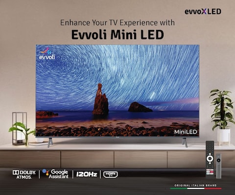 Evvoli 85 Inch, 4K, Mini LED Android Smart TV, 85EV600MA (Dolby Vision-Atoms, HDR 10+, 120HZ With Remote Laser Pointer)