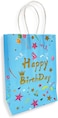 Party Time 12pcs Blue Happy Birthday Kraft Bags for Blue Theme Party Supplies, Birthday Gift Bags, Souvenier Bags, Candy Bags with Handle for Party Favors - Birthday Party Supplies
