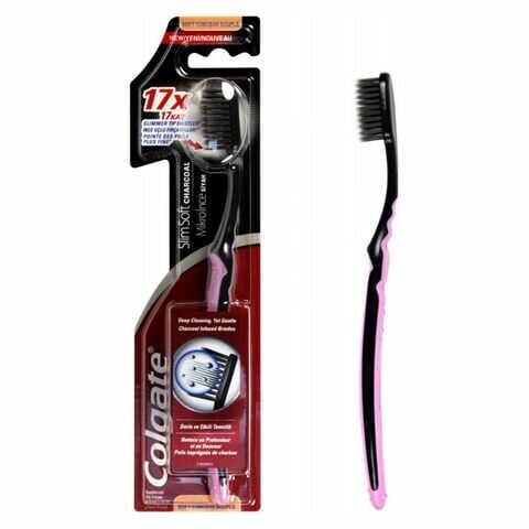 Buy Colgate Deep Cleaning Slim Soft Charcoal Toothbrush 1 Piece in Kuwait