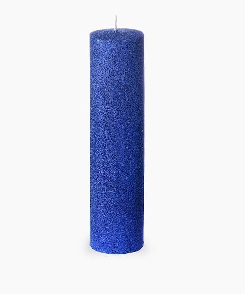 اشتري Blue Glitter pillar candle في الامارات