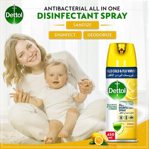Dettol Citrus Antibacterial All in One Disinfectant Spray, 450ml