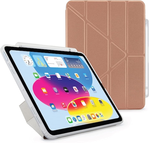Pipetto Origami no. 3 for iPad 10.9 inch case iPad 10th Generation case cover (2022)   Shock Resistant 5-in-1 Stand Case   Apple Pencil 1 Storage   99.9% Anti-Bacterial - Rose Gold