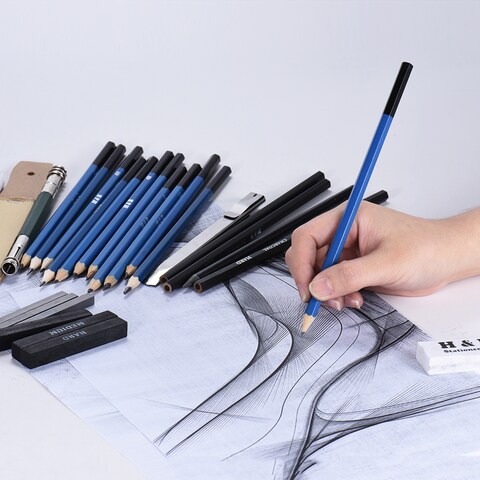 اشتري Generic-32pcs/Set Professional Drawing Sketch Pencil Kit Including Sketch Pencils Graphite  Charcoal Pencils Sticks Erasers Sharpeners with Carrying Bag for Art Supplies Students في الامارات