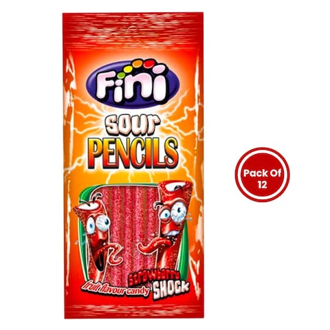 Fini Strawberry Sour Pencils Jelly 90g x Pack of 12