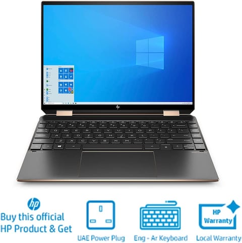 HP Spectre x360 2 In 1 14-ea0005ne Laptop, 13.5&quot; WUXGA+ TouchScreen, 11th Gen Intel Core i7 processor, 16GB RAM, 1TB SSD, Intel Iris Xe Graphics, Windows 10, EN-AR KB, Black, 2Z0J5EA