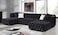 Vintage Designed Comfortable Fabric Chesterfield Sofa Couch American Hot-Sale Living Room U-Shape Button Tufted Upholstered Sofa(black)