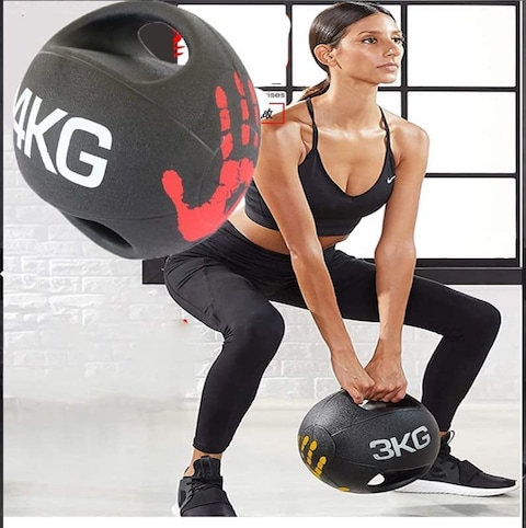ULTIMAX Double Handle Medicine Balls, Slam Ball Fitness Agility And Balance Training Balls For Men And Women, Strength Training Medicine Ball with dual handle -3kg