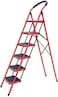 SHOWAY Folding Steps Ladder Domestic Light Stepladder Household Combination Multi Function Ladders Indoor Outdoor Home 6 Step, Red,