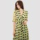 KIDWALA Size 46, Women'S Wrap Long Polka Dots Print Ladies Yellow &amp; Black Dress, Lantern Sleeves, Bottom Ruffled Design, Belted Maxi Wrap Dress, Surplice Neckline Night Dress