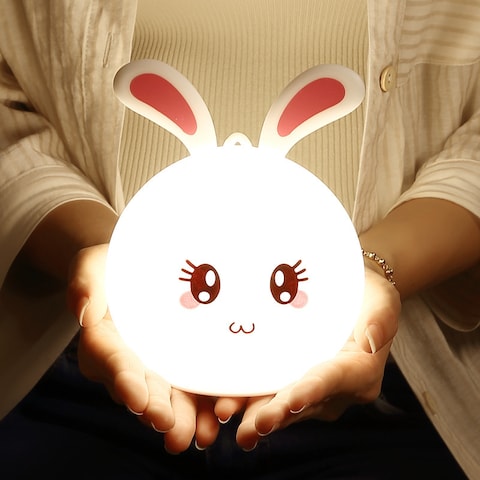 Cute rabbit colorful silica gel lamp(Built-in battery)