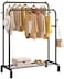 Generic Garment Rack Double Rod Heavy Duty Free-Standing Clothes Rack Multi-Functional Bedroom Hangers Clothing Hanging Stand Organizer Storage Rack With Shoe Shelves, Wheels (48'' Width, Black)