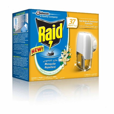 Raid Heater and Mosquito Repellent Liquid - Orange Blossom Scent - 37 Nights