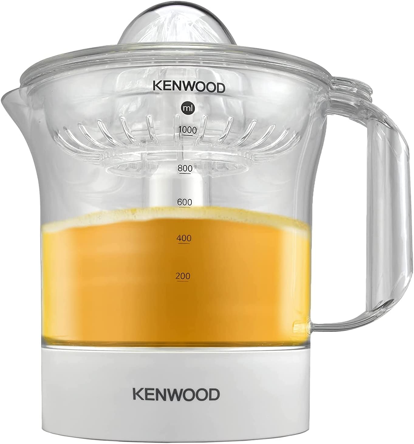 Kenwood Citrus Juicer 40W Juice Extractor With 1L Transparent Juice Jug, Dust Cover, 2 Way Rotation, Cord Storage For Home, Office, Restaurant &amp; Cafeteria JE280A, White/Clear