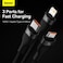 Baseus 100W Flash Series II Two-for-Three Fast Charging USB Type C Data Cable Compatible For iPhone 15/14/13/12/11 Series/MacBook/iPad/Samsung/Huawei And More 1.2 m Length, Black