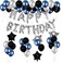 Yoart Birthday Decorations,Birthday Party Supplies Silver Happy Birthday Balloons Banners Party Decorations Blue And Black For Women Men - 69Pcs