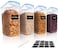 Cereal &amp; Dry Food Storage Containers 4.0 Liter Set Of 4 Large Airtight Lid With Marker And Labels
