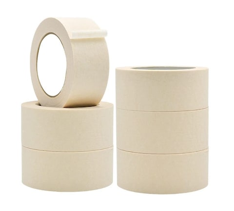 Masking Tape 2 inch x 20 yards Beige Strong Adhesive Tape for Painting, Decorating, DIY Home, Office, School Stationery, Arts, DIY Crafts etc [6 Rolls]