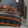 Luna Home Queen size 6 pieces, without filler, orange &amp; grey stripes design.