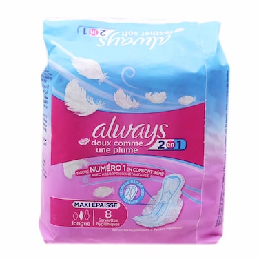 Always Cotton Soft Maxi Thick 2x Softer And Flexible Extra Long Pads 8 Pieces