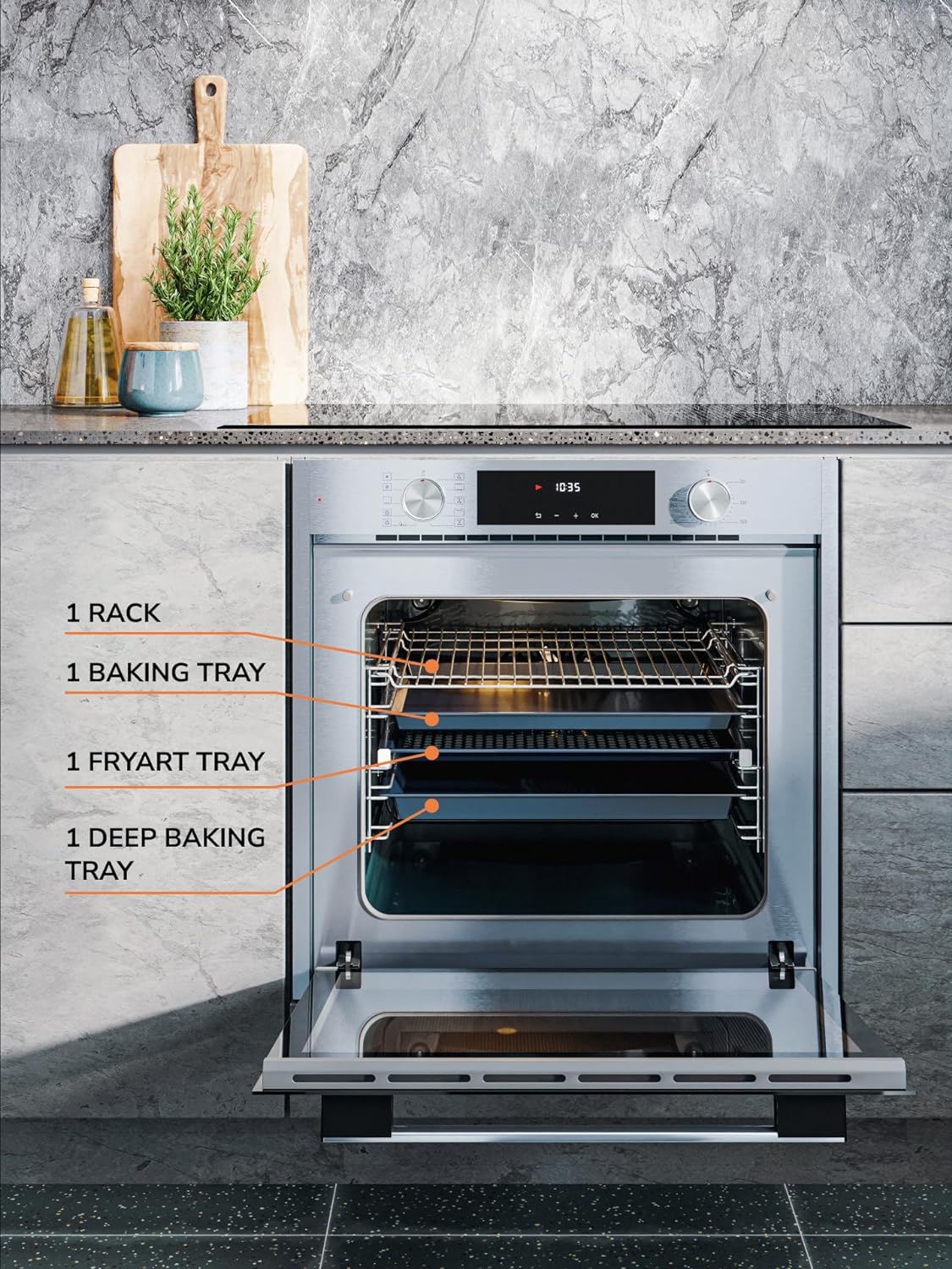 MILLEN Built In Electric Oven, 10 Cooking Modes, 81L - 3 Years Warranty, SCHOTT Inner Glass, MEO 6005 IX