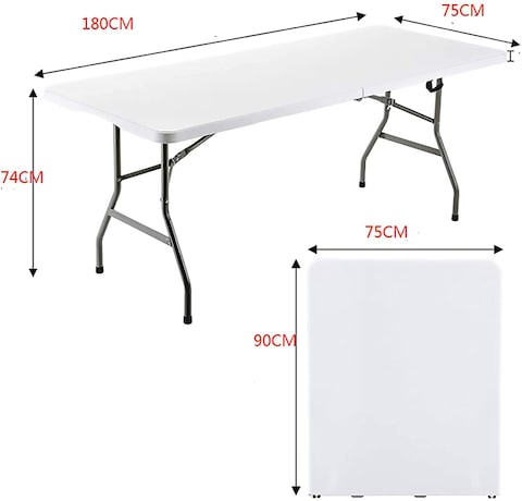 Portable White Plastic Folding Table7-8 person Party/Picnic/Garden/Dining/Kitchen/Buffee/Restaurant Specially Outdoor Ramadan Iftar Table