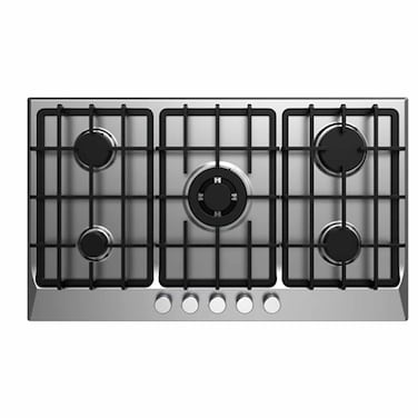 موقد فريش مسطح ستانلس ستيل بلت ان - 5 شعلات غاز - 60 × 90 سم - أسود وفضي - HAFR90CMS