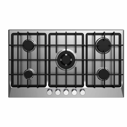 Fresh Gas Cooker Built In Stainless - 5 Gas Burners - 60 x 90 cm - Black and Silver - HAFR90CMS