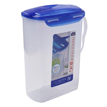Lock And Lock Aqua Fridge Door Transparent Water Jug With Flip Top Lid 3L