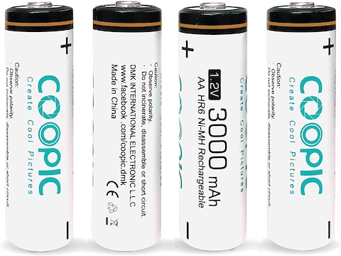 COOPIC Create Cool Pictures 4pieces 3000mAh AA RH6 Ni-MH Pre-charged type Rechargeable Battery