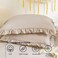 Luna Home-Premium King size 6 pieces Without filler, Plain beige color ruffles design, Bedding Set