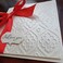 Embossed Valentines / Anniversary card with Red satin ribbon