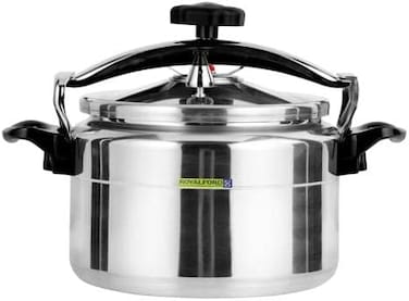 Royalford 5 L Aluminum Pressure Cooker- Rf11173  Equipped With Multi-Safety Device And Unique Pressure Indicator  Durable Aluminum Alloy Construction With Firm Handles  Compatible With Gas,, Silver