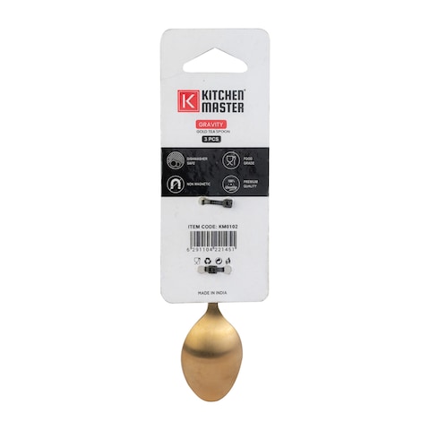KITCHEN MASTER GOLD TEA SPOON, KM0102, 3PC PACK, GRAVITY
