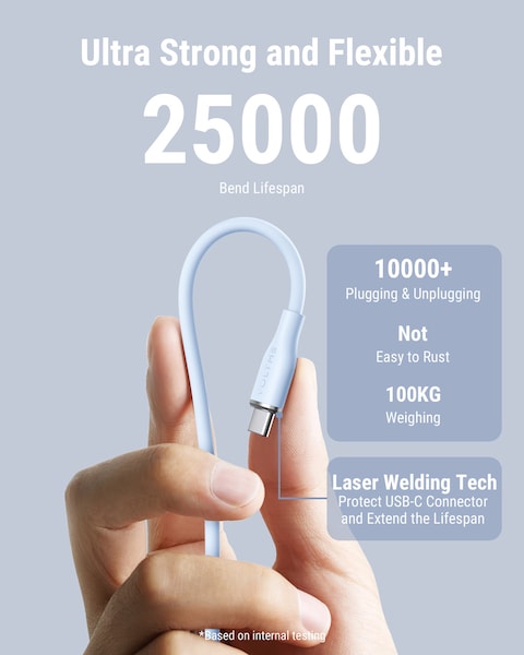 VOLTME Powerlink 60W PD 3A Type C Cable Liquid Silicon Charging Cable with Fast 480Mbps Data Transfer Cable Compatible with iPhone 15 Pro Max, MacBook iPad Samsung S24 Ultra Huawei etc 1M &ndash; Blue