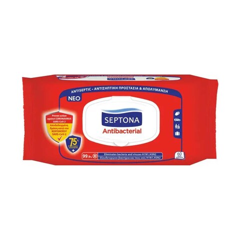 Septona Antibacterial Hand Wet Wipes With 75% Ethanol 60 Pieces