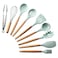 Decdeal - 9PCS Cooking Utensils Kitchen Utensil Set Silicone Kitchenware Set Wooden Handle&nbsp;Cookware Set Chef Nonstick Cookware Kitchen Gadgets