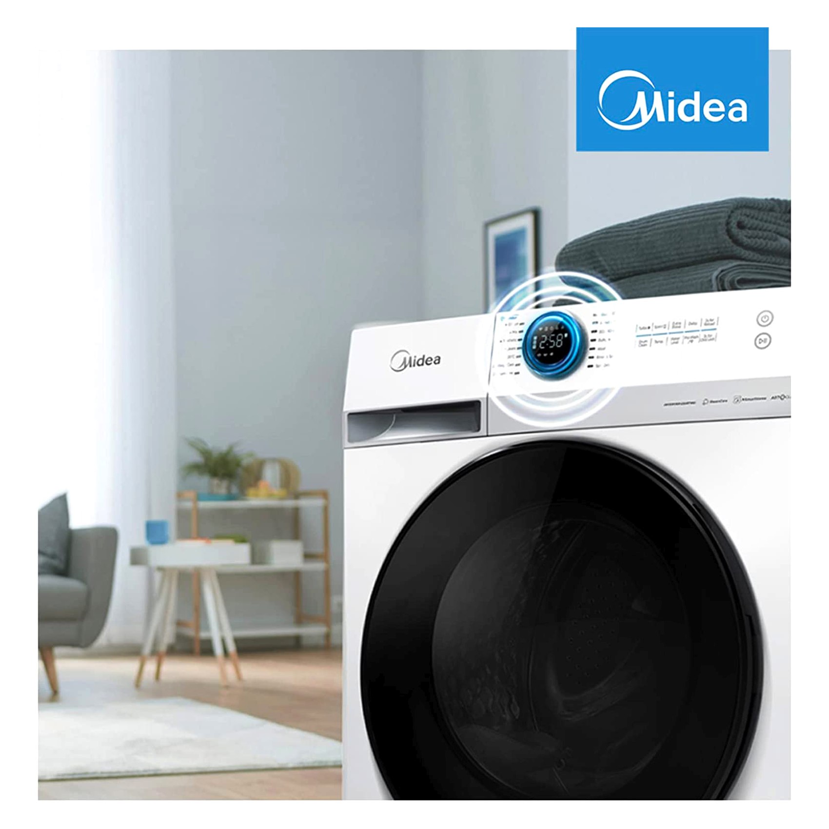 Midea Lunar Series Front Loading Washing Machine 10kg MF200W100WBWGCC White