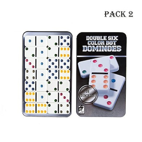 Dominos Set, AOQING Double 6 Color Dot Dominoes,Set of 28 Dominos Game (Pack of 2)