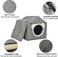 House-design cat shelter with a removable soft mat, Indoor cat bed for medium to large sized cats, Detachable, Easy to cleans and assemble, Anti-slip bottom 42 cm (Grey)