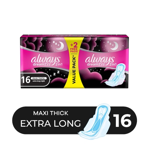 Always Dreamzzz All Night Maxi Thick Extra Long Sanitary Pads - 16 Pads