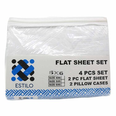 Estilo Bedsheet Plain White 5X6 Qeen